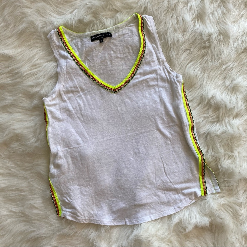 GENERATION LOVE Sleeveless Embroidered Tank Top White - XS